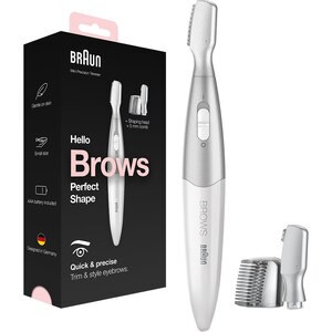 Trimmer BRAUN FG1106, baterie, alb-argintiu Trimmer BRAUN FG1106, baterie, alb-argintiu