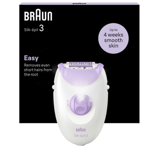 Epilator BRAUN Silk-epil 3 SE3-000, 20 pensete, 2 viteze, SmartLight, retea, alb-violet Epilator BRAUN Silk-epil 3 SE3-000, 20 pensete, 2 viteze, SmartLight, retea, alb-violet
