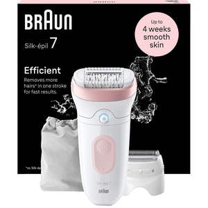 Epilator BRAUN Silk-epil 7 SE7-030, 40 pensete, 2 viteze, 3 accesorii, SmartLight, MicroGrip, Wet&Dry, acumulator, alb-roz flamingo Epilator BRAUN Silk-epil 7 SE7-030, 40 pensete, 2 viteze, 3 accesorii, SmartLight, MicroGrip, Wet&Dry, acumulator, alb-roz flamingo