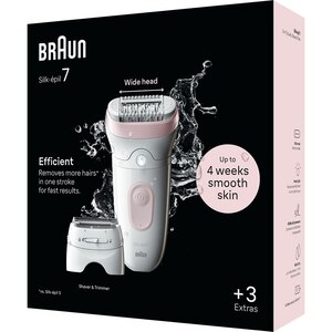 Epilator BRAUN Silk-epil 7 SE7-030, 40 pensete, 2 viteze, 3 accesorii, SmartLight, MicroGrip, Wet&Dry, acumulator, alb-roz flamingo Epilator BRAUN Silk-epil 7 SE7-030, 40 pensete, 2 viteze, 3 accesorii, SmartLight, MicroGrip, Wet&Dry, acumulator, alb-roz flamingo