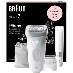 Epilator BRAUN SE7-441, 40 pensete, 2 viteze, 5 accesorii, SmartLight, MicroGrip, Wet&Dry, acumulator, alb-argintiu Epilator BRAUN SE7-441, 40 pensete, 2 viteze, 5 accesorii, SmartLight, MicroGrip, Wet&Dry, acumulator, alb-argintiu