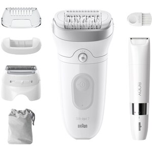 Epilator BRAUN SE7-441, 40 pensete, 2 viteze, 5 accesorii, SmartLight, MicroGrip, Wet&Dry, acumulator, alb-argintiu Epilator BRAUN SE7-441, 40 pensete, 2 viteze, 5 accesorii, SmartLight, MicroGrip, Wet&Dry, acumulator, alb-argintiu