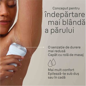 Epilator BRAUN SE7-441, 40 pensete, 2 viteze, 5 accesorii, SmartLight, MicroGrip, Wet&Dry, acumulator, alb-argintiu Epilator BRAUN SE7-441, 40 pensete, 2 viteze, 5 accesorii, SmartLight, MicroGrip, Wet&Dry, acumulator, alb-argintiu