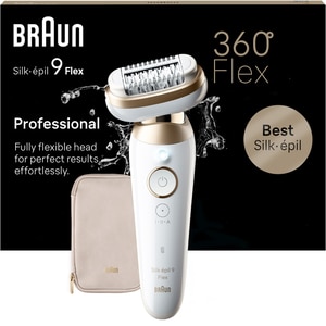 Epilator BRAUN Silk-epil 9 Flex SES9-011, 40 pensete, 2 viteze, 2 accesorii, SmartLight, Smart Touch, MicroGrip, Wet&Dry, acumulator, alb-auriu Epilator BRAUN Silk-epil 9 Flex SES9-011, 40 pensete, 2 viteze, 2 accesorii, SmartLight, Smart Touch, MicroGrip, Wet&Dry, acumulator, alb-auriu