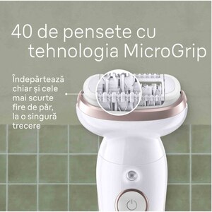 Epilator BRAUN Silk-epil 9 SES9-030, 40 pensete, 2 viteze, 3 accesorii, SmartLight, Smart Touch, MicroGrip, Wet&Dry, acumulator, alb-rose gold Epilator BRAUN Silk-epil 9 SES9-030, 40 pensete, 2 viteze, 3 accesorii, SmartLight, Smart Touch, MicroGrip, Wet&Dry, acumulator, alb-rose gold