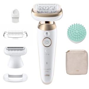 Epilator BRAUN Silk-epil 9 SES9-071, 40 pensete, 2 viteze, 5 accesorii, SmartLight, Smart Touch, MicroGrip, Wet&Dry, acumulator, alb-auriu Epilator BRAUN Silk-epil 9 SES9-071, 40 pensete, 2 viteze, 5 accesorii, SmartLight, Smart Touch, MicroGrip, Wet&Dry, acumulator, alb-auriu