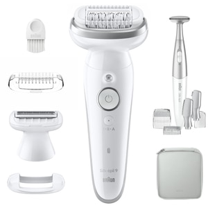 Epilator BRAUN Silk-epil 9 SES9-241, 40 pensete, 2 viteze, 10 accesorii, SmartLight, MicroGrip, Wet&Dry, acumulator, alb-argintiu Epilator BRAUN Silk-epil 9 SES9-241, 40 pensete, 2 viteze, 10 accesorii, SmartLight, MicroGrip, Wet&Dry, acumulator, alb-argintiu
