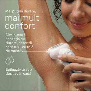 Epilator BRAUN Silk-epil 9 SES9-341, 40 pensete, 2 viteze, 5 accesorii, SmartLight, MicroGrip, Wet&Dry, acumulator, alb-argintiu Epilator BRAUN Silk-epil 9 SES9-341, 40 pensete, 2 viteze, 5 accesorii, SmartLight, MicroGrip, Wet&Dry, acumulator, alb-argintiu