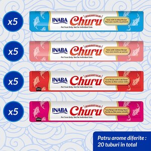 Recompense pentru pisici INABA Churu Ton si Fructe de mare, 20 x 14 g Recompense pentru pisici INABA Churu Ton si Fructe de mare, 20 x 14 g