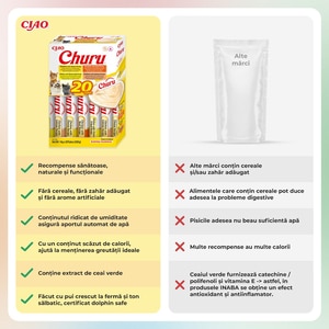 Recompense pentru pisici INABA Churu, Pui si Vita, 20 x 14 g Recompense pentru pisici INABA Churu, Pui si Vita, 20 x 14 g