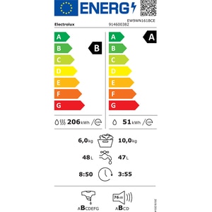 Masina de spalat rufe frontala cu uscator ELECTROLUX PerfectCare900 EW9WN161BCE, 10/6 kg, 1600rpm, Clasa A/B, alb Masina de spalat rufe frontala cu uscator ELECTROLUX PerfectCare900 EW9WN161BCE, 10/6 kg, 1600rpm, Clasa A/B, alb