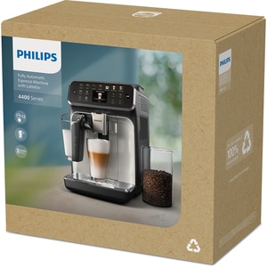 Espressor automat PHILIPS Seria 4400 EP4446/70, 1.8l, 1500W, 15 bar, argintiu-negru Espressor automat PHILIPS Seria 4400 EP4446/70, 1.8l, 1500W, 15 bar, argintiu-negru