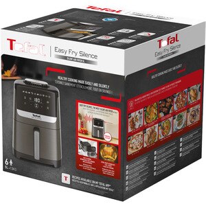 Friteuza cu aer cald TEFAL Easy Fry Silence EY551HE0, 1.5kg, 5l, 1670W, gri inchis-negru Friteuza cu aer cald TEFAL Easy Fry Silence EY551HE0, 1.5kg, 5l, 1670W, gri inchis-negru