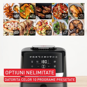 Friteuza cu aer cald TEFAL Easy Fry Silence EY551HE0, 1.5kg, 5l, 1670W, gri inchis-negru Friteuza cu aer cald TEFAL Easy Fry Silence EY551HE0, 1.5kg, 5l, 1670W, gri inchis-negru