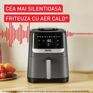 Friteuza cu aer cald TEFAL Easy Fry Silence EY551HE0, 1.5kg, 5l, 1670W, gri inchis-negru Friteuza cu aer cald TEFAL Easy Fry Silence EY551HE0, 1.5kg, 5l, 1670W, gri inchis-negru