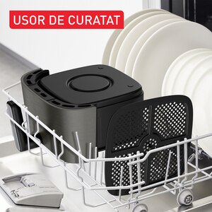 Friteuza cu aer cald TEFAL Easy Fry Silence EY551HE0, 1.5kg, 5l, 1670W, gri inchis-negru Friteuza cu aer cald TEFAL Easy Fry Silence EY551HE0, 1.5kg, 5l, 1670W, gri inchis-negru