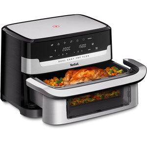 Friteuza cu aer cald TEFAL Dual Easy Fry Flex EY922DE0, 2.5kg, 9l, 2700W, argintiu-negru Friteuza cu aer cald TEFAL Dual Easy Fry Flex EY922DE0, 2.5kg, 9l, 2700W, argintiu-negru
