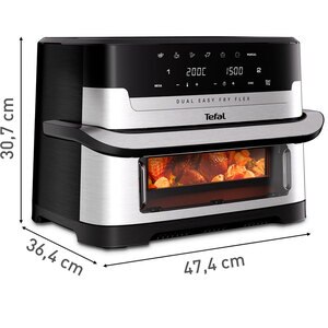 Friteuza cu aer cald TEFAL Dual Easy Fry Flex EY922DE0, 2.5kg, 9l, 2700W, argintiu-negru Friteuza cu aer cald TEFAL Dual Easy Fry Flex EY922DE0, 2.5kg, 9l, 2700W, argintiu-negru