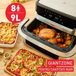 Friteuza cu aer cald TEFAL Dual Easy Fry Flex EY922DE0, 2.5kg, 9l, 2700W, argintiu-negru Friteuza cu aer cald TEFAL Dual Easy Fry Flex EY922DE0, 2.5kg, 9l, 2700W, argintiu-negru