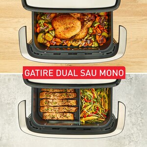 Friteuza cu aer cald TEFAL Dual Easy Fry Flex EY922DE0, 2.5kg, 9l, 2700W, argintiu-negru Friteuza cu aer cald TEFAL Dual Easy Fry Flex EY922DE0, 2.5kg, 9l, 2700W, argintiu-negru