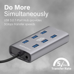 Hub USB Type-C PROMATE EzHub-7, USB 3.0, gri Hub USB Type-C PROMATE EzHub-7, USB 3.0, gri