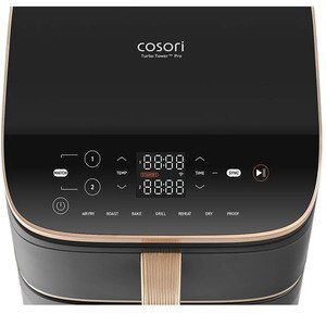 Friteuza cu aer cald dubla COSORI Turbo Tower Pro Smart CAFDC123SDEUR, 10.8l, 2630W, 3 rezistente, negru-auriu Friteuza cu aer cald dubla COSORI Turbo Tower Pro Smart CAFDC123SDEUR, 10.8l, 2630W, 3 rezistente, negru-auriu