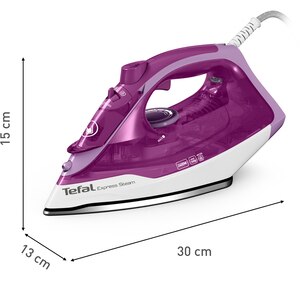 Fier de calcat TEFAL Express Steam FV2836, 2400W, 165g/min, 270ml, talpa ceramica, mov-alb Fier de calcat TEFAL Express Steam FV2836, 2400W, 165g/min, 270ml, talpa ceramica, mov-alb