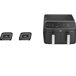 Friteuza cu aer cald dubla BEKO ExpertFry FRL5388B, 2kg, 8.5l, 2400W, negru-argintiu Friteuza cu aer cald dubla BEKO ExpertFry FRL5388B, 2kg, 8.5l, 2400W, negru-argintiu