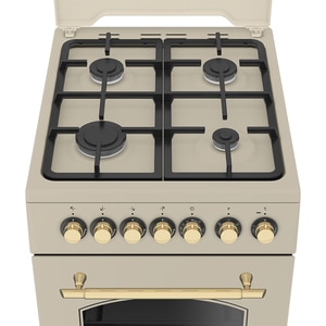 Aragaz BEKO FSE52135DCRSN, 4 arzatoare, Gaz + Electric, L 50 cm, Grill, crem Aragaz BEKO FSE52135DCRSN, 4 arzatoare, Gaz + Electric, L 50 cm, Grill, crem