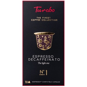 Capsule cafea TURABO Decaffeinato, compatibile Nespresso, 10 capsule, 50 g Capsule cafea TURABO Decaffeinato, compatibile Nespresso, 10 capsule, 50 g