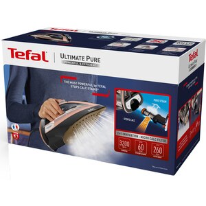 Fier de calcat TEFAL Ultimate Pure FV9845E0, 3000W, 260g/min, 350ml, talpa Durilium AirGlide, maro-negru Fier de calcat TEFAL Ultimate Pure FV9845E0, 3000W, 260g/min, 350ml, talpa Durilium AirGlide, maro-negru