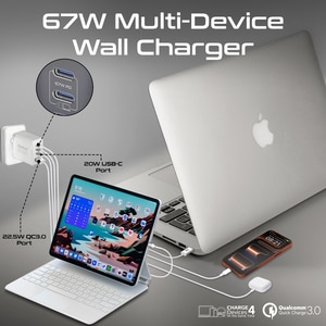 Incarcator retea PROMATE GaNPort4-67PD, 3x USB-C, 1x USB-A, 67W, alb Incarcator retea PROMATE GaNPort4-67PD, 3x USB-C, 1x USB-A, 67W, alb