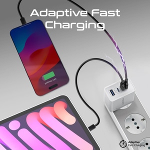 Incarcator retea PROMATE GaNPort4-67PD, 3x USB-C, 1x USB-A, 67W, alb Incarcator retea PROMATE GaNPort4-67PD, 3x USB-C, 1x USB-A, 67W, alb