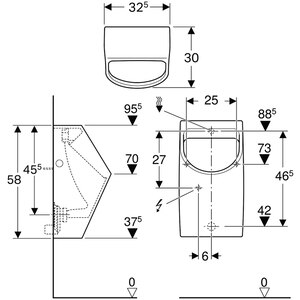 Pisoar GEBERIT Smyle 500.254.01.1, ceramica, 32.5 x 30 x 58 cm, alb Pisoar GEBERIT Smyle 500.254.01.1, ceramica, 32.5 x 30 x 58 cm, alb