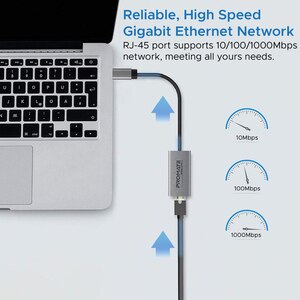 Adaptor USB-C - RJ45 PROMATE Gigalink-C, gri Adaptor USB-C - RJ45 PROMATE Gigalink-C, gri