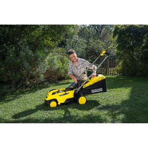 Masina de tuns iarba pe acumulator KARCHER LMO 18-36, Electrica, latime taiere 36 cm, cos 45L, galben Masina de tuns iarba pe acumulator KARCHER LMO 18-36, Electrica, latime taiere 36 cm, cos 45L, galben