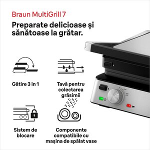 Gratar electric BRAUN MultiGrill CG7020, 2000W, argintiu-negru Gratar electric BRAUN MultiGrill CG7020, 2000W, argintiu-negru