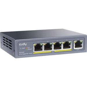 Switch CUDY GS1005P, 5 porturi, Gigabit PoE, gri Switch CUDY GS1005P, 5 porturi, Gigabit PoE, gri