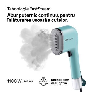 Aparat de calcat vertical BRAUN QuickStyle 3 GS3013GR, 1100W, 20g/min, 70ml, verde Aparat de calcat vertical BRAUN QuickStyle 3 GS3013GR, 1100W, 20g/min, 70ml, verde
