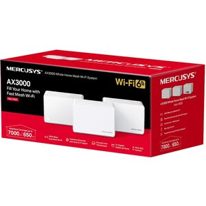 Sistem Wi-Fi Mesh MERCUSYS Halo H80X AX3000, Wi-Fi 6, Dual-Band 574 + 2402 Mbps, 3 buc, alb Sistem Wi-Fi Mesh MERCUSYS Halo H80X AX3000, Wi-Fi 6, Dual-Band 574 + 2402 Mbps, 3 buc, alb