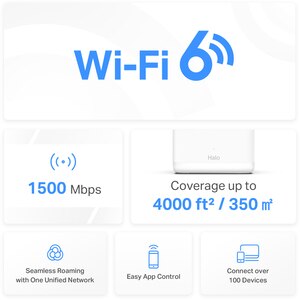 Sistem Wi-Fi Mesh MERCUSYS Halo H1500, Wi-Fi 6, Dual-Band 300 + 1201 Mbps, 3 buc, alb Sistem Wi-Fi Mesh MERCUSYS Halo H1500, Wi-Fi 6, Dual-Band 300 + 1201 Mbps, 3 buc, alb