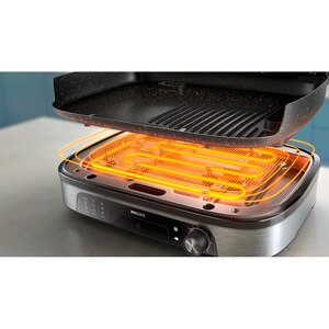 Gratar electric PHILIPS HD6212/90, 2400W, argintiu-negru Gratar electric PHILIPS HD6212/90, 2400W, argintiu-negru
