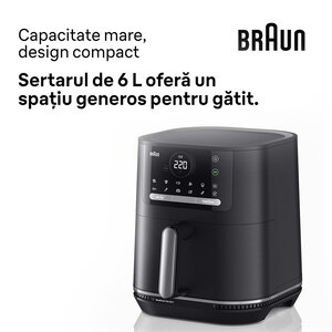 Friteuza cu aer cald BRAUN MultiFry 5 HF5050, 6l, 1.6 kg, 2000W, negru-argintiu Friteuza cu aer cald BRAUN MultiFry 5 HF5050, 6l, 1.6 kg, 2000W, negru-argintiu