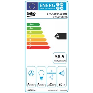 Hota decorativa BEKO BHCA66641BBHS, 1 motor, 720 m3/h, L 60 cm, negru Hota decorativa BEKO BHCA66641BBHS, 1 motor, 720 m3/h, L 60 cm, negru