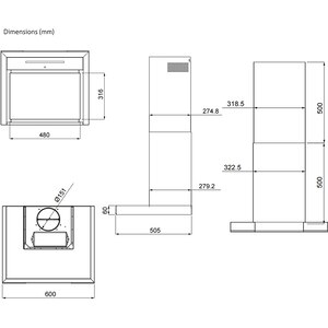 Hota decorativa TURBIONAIRE Elva 60 WS TEV60WS, 1 motor, 692 m3/h, L 60 cm, inox Hota decorativa TURBIONAIRE Elva 60 WS TEV60WS, 1 motor, 692 m3/h, L 60 cm, inox