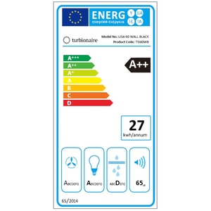 Hota decorativa TURBIONAIRE Lisa 60 B TIS60WB, 1 motor, 653 m3/h, L 60 cm, negru Hota decorativa TURBIONAIRE Lisa 60 B TIS60WB, 1 motor, 653 m3/h, L 60 cm, negru