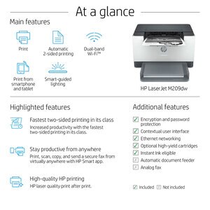 Imprimanta laser monocrom HP LaserJet M209dw, A4, USB, Retea, Wi-Fi Imprimanta laser monocrom HP LaserJet M209dw, A4, USB, Retea, Wi-Fi