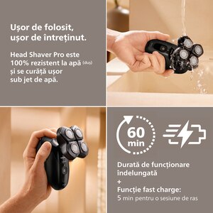 Aparat de ras pentru cap PHILIPS Pro Series 5000 HS5980/15, autonomie 60 min, 4 elemente de ras, negru Aparat de ras pentru cap PHILIPS Pro Series 5000 HS5980/15, autonomie 60 min, 4 elemente de ras, negru