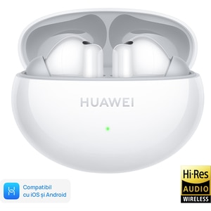 Casti HUAWEI FreeBuds 6i, True wireless, Bluetooth, In-ear, Microfon, Noise Cancelling, White Casti HUAWEI FreeBuds 6i, True wireless, Bluetooth, In-ear, Microfon, Noise Cancelling, White
