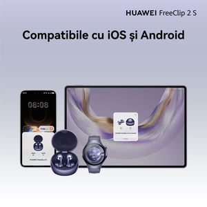 Casti HUAWEI FreeClip 2 S, True wireless, Bluetooth, Open-ear, Microfon, Space Silver Casti HUAWEI FreeClip 2 S, True wireless, Bluetooth, Open-ear, Microfon, Space Silver